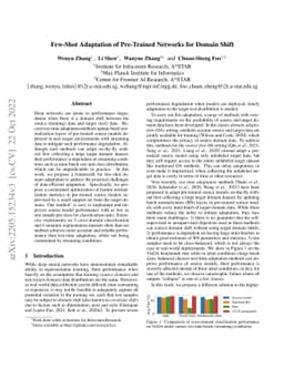 Few-Shot Adaptation of Pre-Trained Networks for Domain Shift