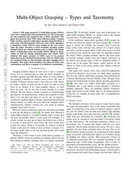 Multi-Object Grasping -- Types and Taxonomy