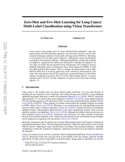 Zero-Shot and Few-Shot Learning for Lung Cancer Multi-Label
  Classification using Vision Transformer