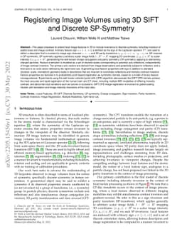 Registering Image Volumes using 3D SIFT and Discrete SP-Symmetry
