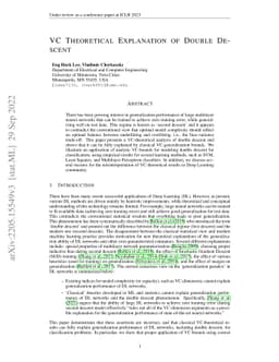 VC Theoretical Explanation of Double Descent