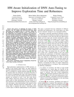 HW-Aware Initialization of DNN Auto-Tuning to Improve Exploration Time
  and Robustness