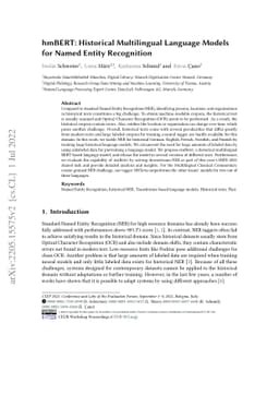 hmBERT: Historical Multilingual Language Models for Named Entity
  Recognition