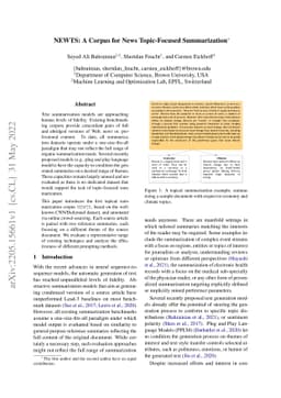 NEWTS: A Corpus for News Topic-Focused Summarization