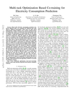 Multi-task Optimization Based Co-training for Electricity Consumption
  Prediction