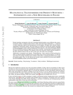 Multilingual Transformers for Product Matching -- Experiments and a New
  Benchmark in Polish