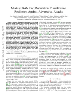 Mixture GAN For Modulation Classification Resiliency Against Adversarial
  Attacks