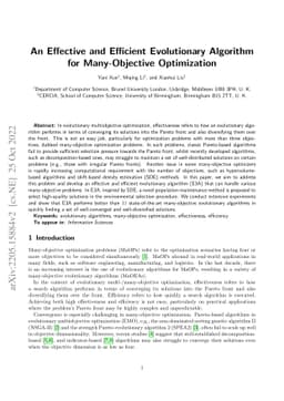 An Effective and Efficient Evolutionary Algorithm for Many-Objective
  Optimization