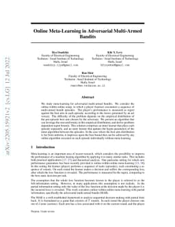 Online Meta-Learning in Adversarial Multi-Armed Bandits