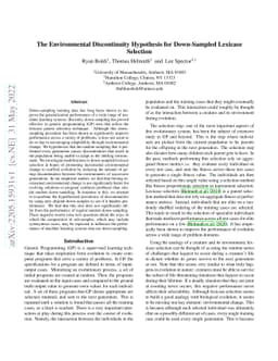 The Environmental Discontinuity Hypothesis for Down-Sampled Lexicase
  Selection