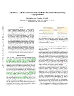 CodeAttack: Code-Based Adversarial Attacks for Pre-trained Programming
  Language Models