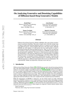 On Analyzing Generative and Denoising Capabilities of Diffusion-based
  Deep Generative Models