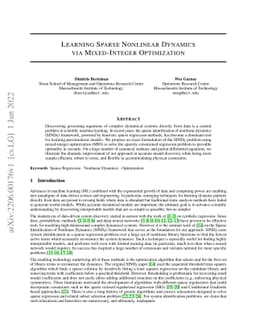 Learning Sparse Nonlinear Dynamics via Mixed-Integer Optimization