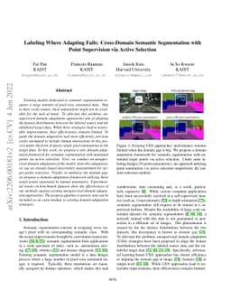 Labeling Where Adapting Fails: Cross-Domain Semantic Segmentation with
  Point Supervision via Active Selection