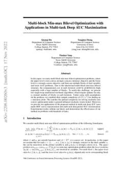 Multi-block Min-max Bilevel Optimization with Applications in Multi-task
  Deep AUC Maximization