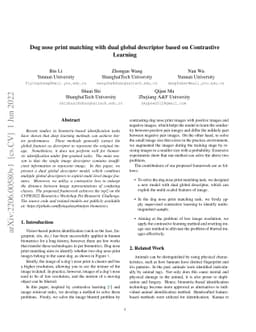 Dog nose print matching with dual global descriptor based on Contrastive
  Learning