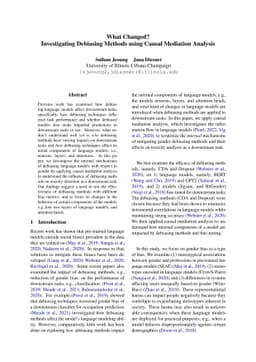 What Changed? Investigating Debiasing Methods using Causal Mediation
  Analysis