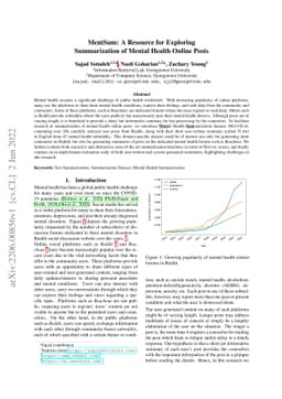 MentSum: A Resource for Exploring Summarization of Mental Health Online
  Posts