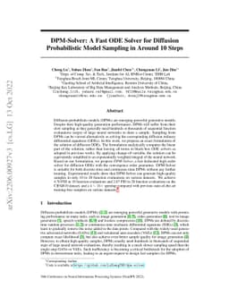 DPM-Solver: A Fast ODE Solver for Diffusion Probabilistic Model Sampling
  in Around 10 Steps