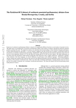 The ParlaSent-BCS dataset of sentiment-annotated parliamentary debates
  from Bosnia-Herzegovina, Croatia, and Serbia