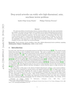 Deep neural networks can stably solve high-dimensional, noisy,
  non-linear inverse problems