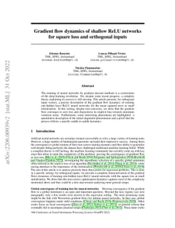 Gradient flow dynamics of shallow ReLU networks for square loss and
  orthogonal inputs