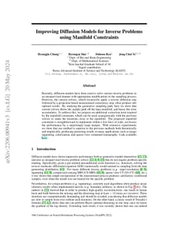 Improving Diffusion Models for Inverse Problems using Manifold
  Constraints