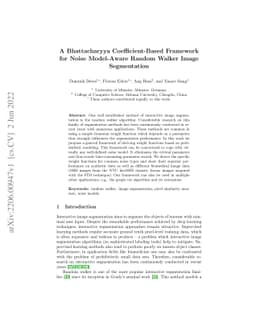 A Bhattacharyya Coefficient-Based Framework for Noise Model-Aware Random
  Walker Image Segmentation