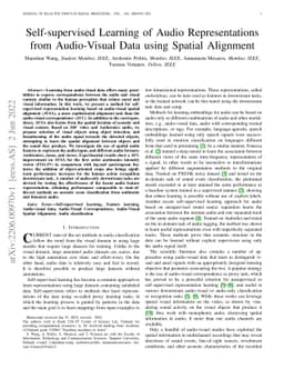 Self-supervised Learning of Audio Representations from Audio-Visual Data
  using Spatial Alignment