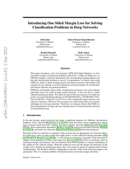 Introducing One Sided Margin Loss for Solving Classification Problems in
  Deep Networks