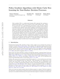 Policy Gradient Algorithms with Monte Carlo Tree Learning for Non-Markov
  Decision Processes