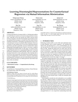 Learning Disentangled Representations for Counterfactual Regression via
  Mutual Information Minimization