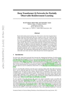 Deep Transformer Q-Networks for Partially Observable Reinforcement
  Learning