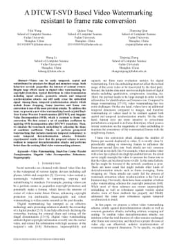 A DTCWT-SVD Based Video Watermarking resistant to frame rate conversion