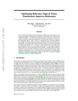 Optimizing Relevance Maps of Vision Transformers Improves Robustness