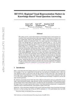 REVIVE: Regional Visual Representation Matters in Knowledge-Based Visual
  Question Answering