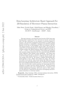 Deep Learning Architecture Based Approach For 2D-Simulation of Microwave
  Plasma Interaction