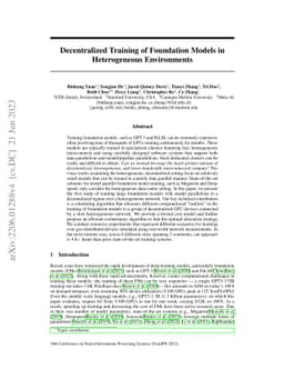 Decentralized Training of Foundation Models in Heterogeneous
  Environments