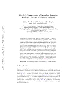 MetaLR: Meta-tuning of Learning Rates for Transfer Learning in Medical
  Imaging