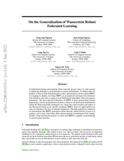 On the Generalization of Wasserstein Robust Federated Learning