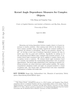 Kernel Angle Dependence Measures for Complex Objects