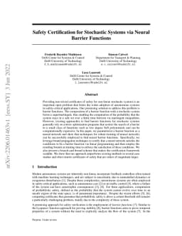Safety Certification for Stochastic Systems via Neural Barrier Functions