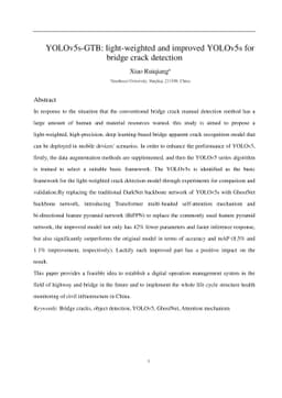 YOLOv5s-GTB: light-weighted and improved YOLOv5s for bridge crack
  detection