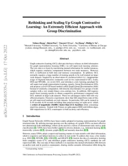 Rethinking and Scaling Up Graph Contrastive Learning: An Extremely
  Efficient Approach with Group Discrimination