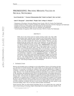 PROMISSING: Pruning Missing Values in Neural Networks