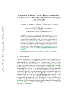 Empirical Study of Quality Image Assessment for Synthesis of Fetal Head
  Ultrasound Imaging with DCGANs