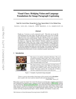 Visual Clues: Bridging Vision and Language Foundations for Image
  Paragraph Captioning