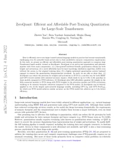 ZeroQuant: Efficient and Affordable Post-Training Quantization for
  Large-Scale Transformers