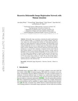 Recursive Deformable Image Registration Network with Mutual Attention