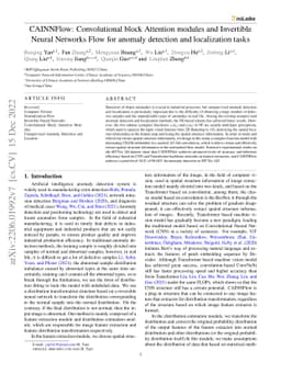 CAINNFlow: Convolutional block Attention modules and Invertible Neural
  Networks Flow for anomaly detection and localization tasks